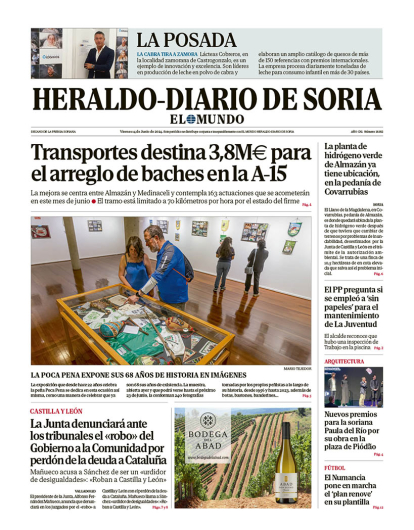 Portada de Heraldo-Diario de Soria de 14 de junio de 2024.