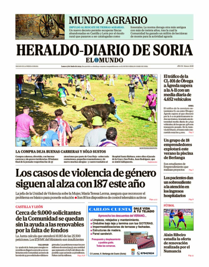 Portada de Heraldo-Diario de Soria de 17 de junio de 2024.