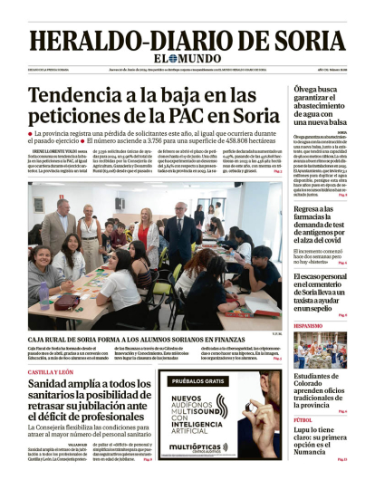 Portada de Heraldo-Diario de Soria del 20 de junio de 2024