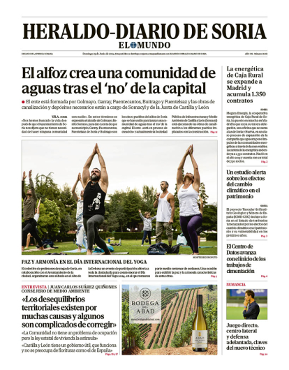Portada de Heraldo Diario de Soria del 23 de junio de 2024.