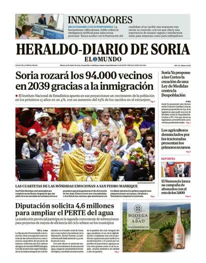 Portada de Heraldo-Diario de Soria del 25 de junio de 2024.