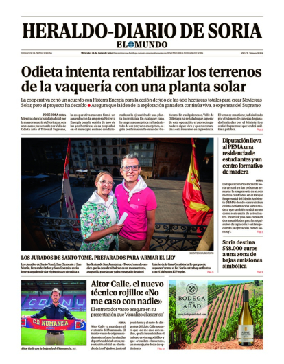 Portada de Heraldo-Diario de Soria del 26 de junio de 2024.