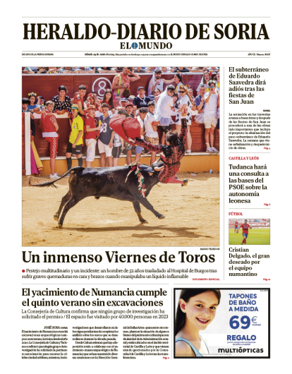 Portada de Heraldo-Diario de Soria de 29 de junio de 2024.