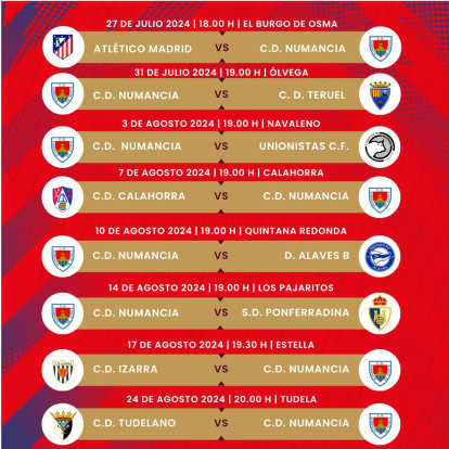 Calendario de partidos amistosos del Numancia.