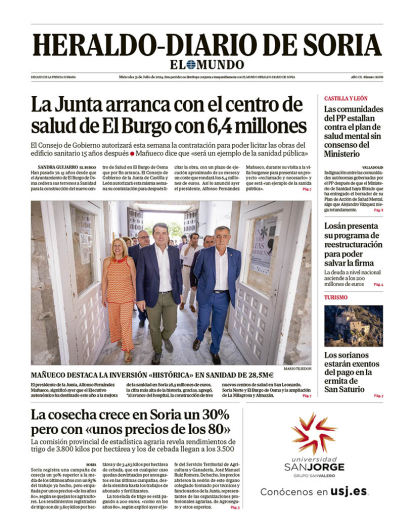 Portada de Heraldo Diario de Soria del 31 de julio de 2024