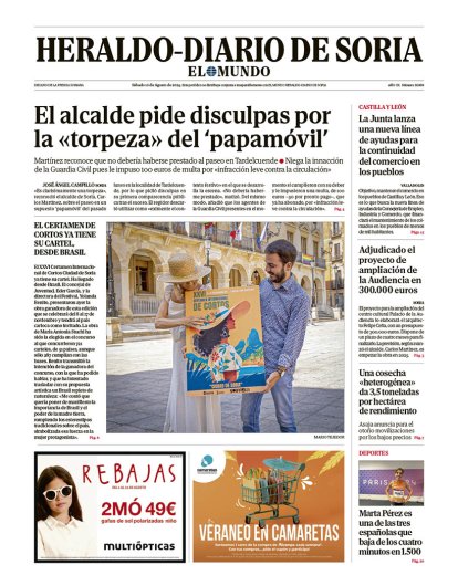 Portada de Heraldo Diario de Soria del 10 de agosto de 2024.