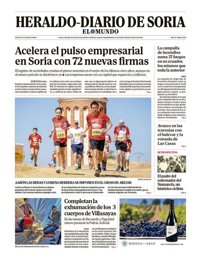 Portada de Heraldo-Diario de Soria de 12 de agosto de 2024.