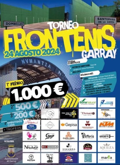 Cartel del torneo de frontenis de Garray.