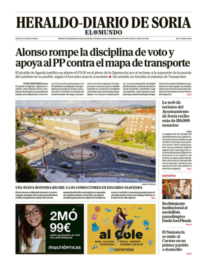 Portada de Heraldo-Diario de Soria de 7 de septiembre de 2024.