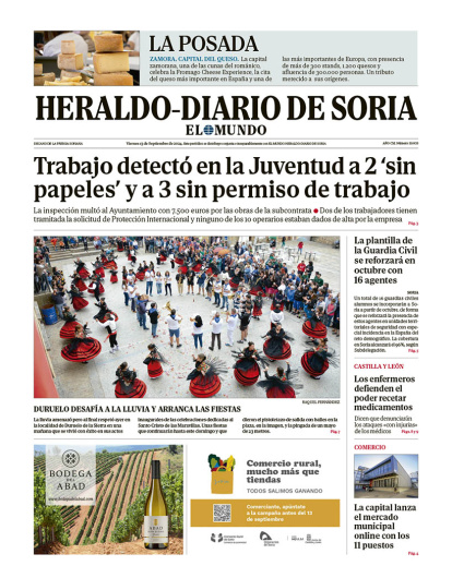 Portada de Heraldo-Diario de Soria de 13 de septiembre de 2024