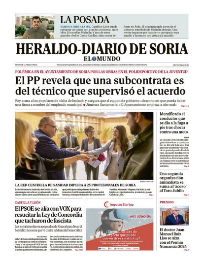 Portada de Heraldo Diario de Soria del 20 de septiembre de 2024