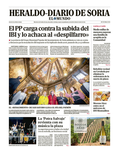 Portada de Heraldo-Diario de Soria de 2 de octubre de 2024