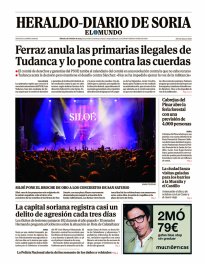 Portada de Heraldo-Diario de Soria de 5 de octubre de 2024