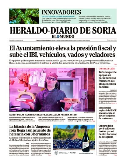 Portada de Heraldo-Diario de Soria de 8 de octubre de 2024