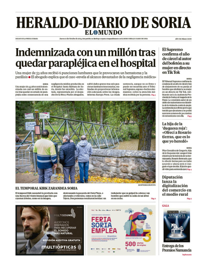 Portada de Heraldo Diario de Soria del 10 de octubre de 2024.