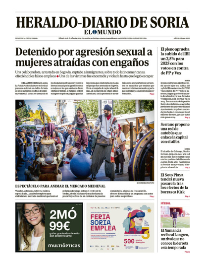 Portada de Heraldo Diario de Soria del 12 de octubre de 2024.