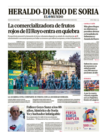 Portada de Heraldo Diario de Soria del 13 de octubre de 2024.