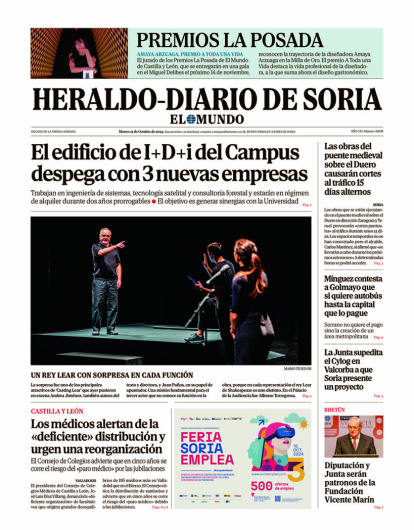 Portada de Heraldo Diario de Soria del 15 de octubre de 2024