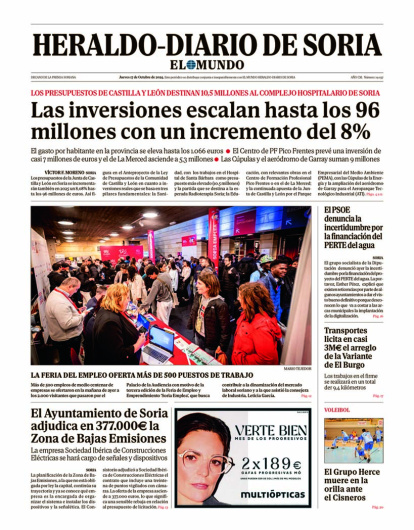 Portada de Heraldo-Diario de Soria.