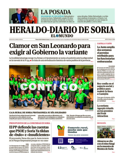 Portada de Heraldo Diario de Soria del 18 de octubre de 2024