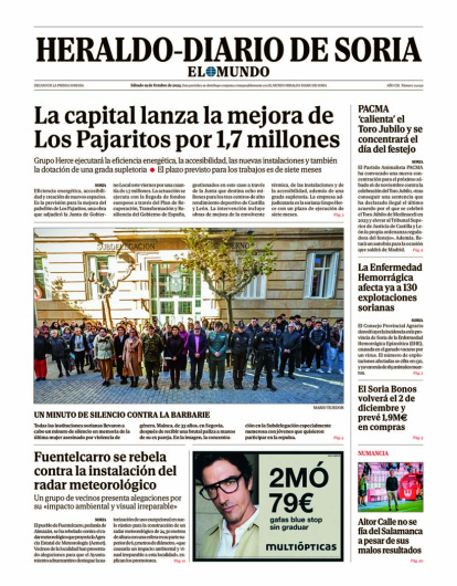 Portada de Heraldo Diario de Soria del 19 de octubre de 2024