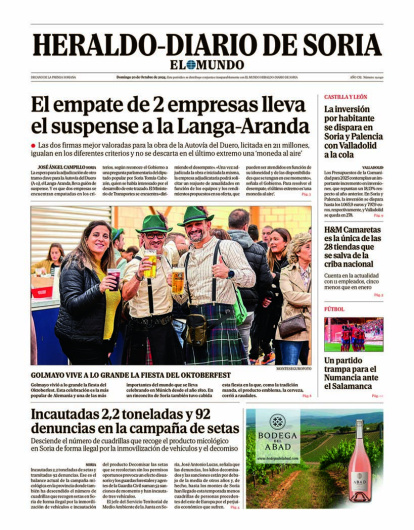 Portada de Heraldo Diario de Soria del 20 de octubre de 2024