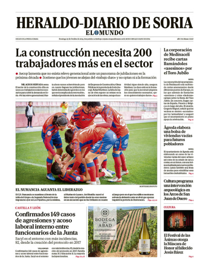 Portada de Heraldo Diario de Soria del 27 de octubre de 2024.