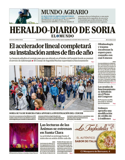 Portada de Heraldo Diario de Soria del 28 de octubre de 2024.