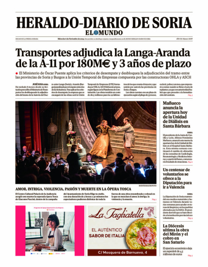 Portada de Heraldo Diario de Soria del 6 de noviembre de 2024.