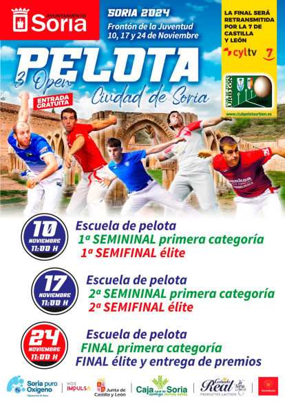 Cartel del Open de Pelota que se celebra en Soria.