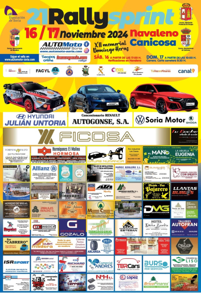 Cartel del Rallysprint Navaleno-Canicosa XII Memorial Domingo Heras que se celebra este fin de semana.