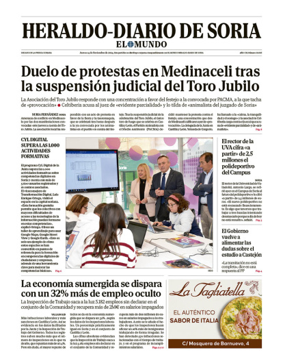 Portada de Heraldo Diario de Soria del 14 de noviembre de 2024