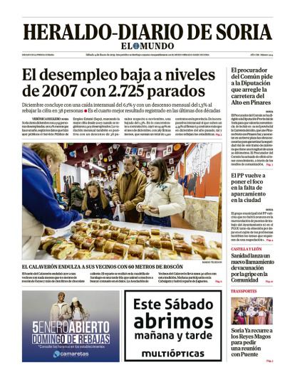 Portada de Heraldo Diario de Soria del 4 de enero de 2025.