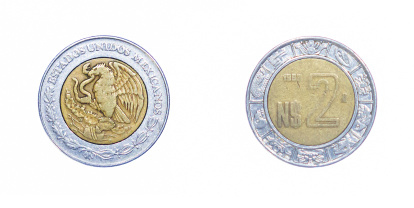 Moneda de dos pesos mexicanos.