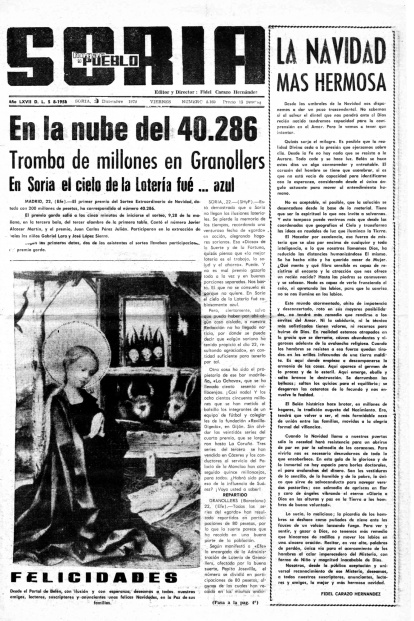 La Lotería de Navidad en portadas del periódico.