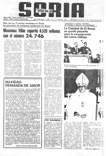 La Lotería de Navidad en portadas del periódico.