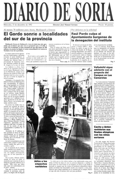 La Lotería de Navidad en portadas del periódico.