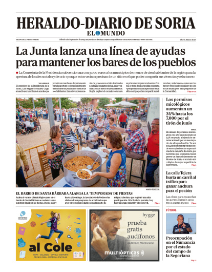 Portada de Heraldo-Diario de Soria del 2 de septiembre de 2023.