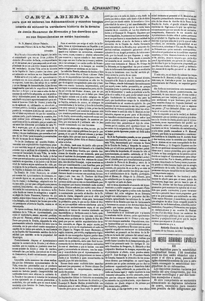 Carta publicada en El Adnamantino por el alcalde.
