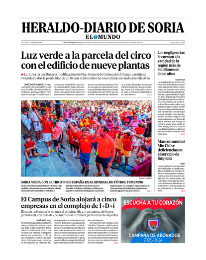 Portada de Heraldo-Diario de Soria del 21 de agosto de 2023.