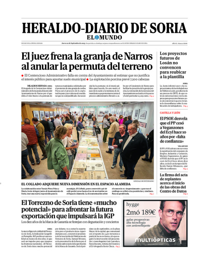 Portada de Heraldo-Diario de Soria del 21 de septiembre de 2023.