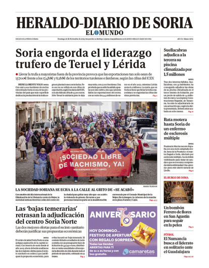 Portada de Heraldo-Diario de Soria del 26 de noviembre de 2023.