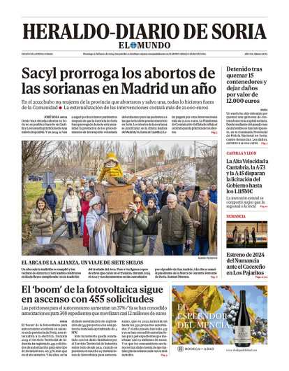 Portada de Heraldo Diario de Soria del 7 de enero de 2024.