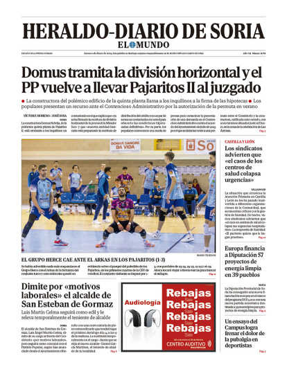 Portada de Heraldo-Diario de Soria de 11 de enero de 2024.