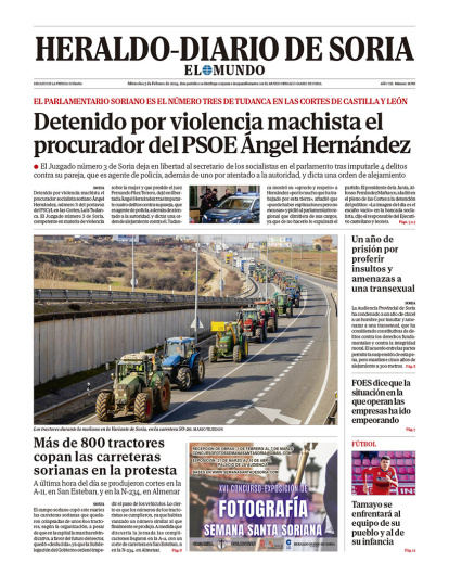 Portada de Heraldo Diario de Soria del 7 de febrero de 2024