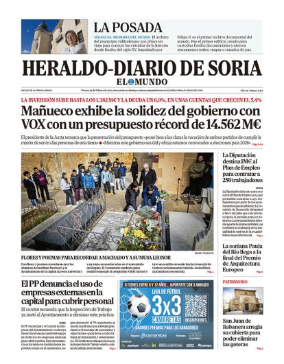Portada de Heraldo Diario de Soria del 24 de diciembre de 2024.