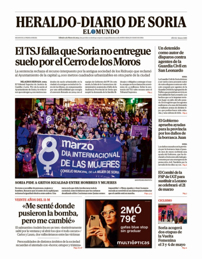 Portada de Heraldo-Diario de Soria de 9 de marzo de 2024.