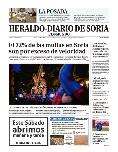Portada de Heraldo Diario de Soria del 29 de marzo de 2024