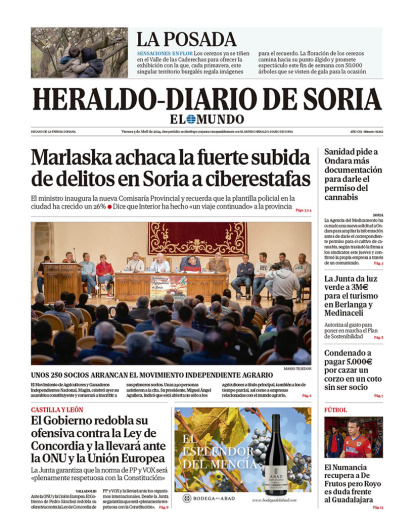 Portada de Heraldo-Diario de Soria de 5 de abril de 2024.