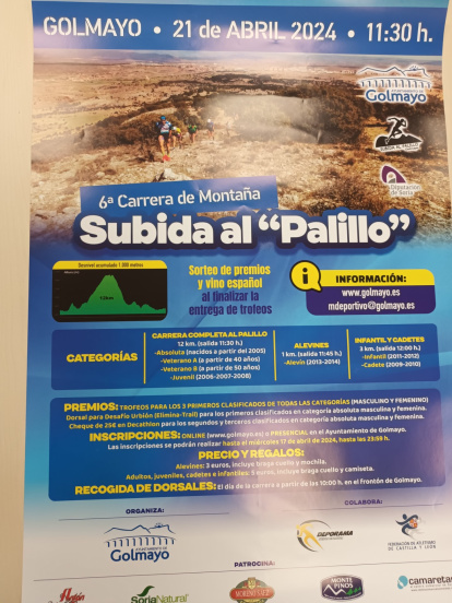 Cartel de la Subida al Palillo.